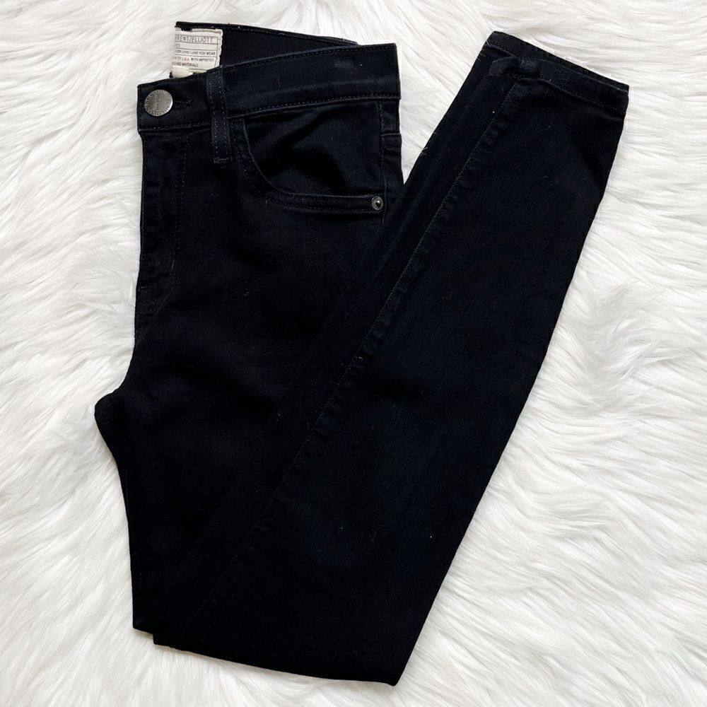 Current / Elliot High Waist Stiletto Skinny Jeans Jet Black Size 24